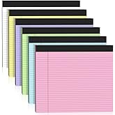 6 Pack Note Pads 11" x 9.5" Colored Legal Pads College Ruled Pink Notepad Perforated Writing Pads 80GSM Lined Paper Pads of College Ruled Paper 30 Sheets Notebook To Do List for School, Office, Home