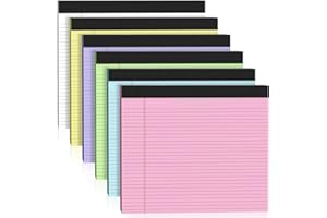 NICHELA 6 Pack Note Pads 11" x 9.5" Colored Legal Pads College Ruled Pink Notepad Perforated Writing Pads 80GSM Lined Paper Pads of College Ruled Paper 30 Sheets Notebook To Do List for School, Office, Home