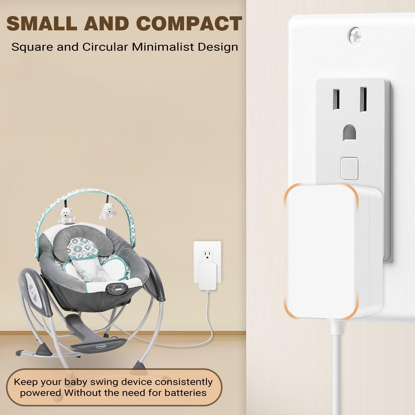 5V 2A Baby Swing Power Cord 6ft Replacement for Graco Duetsoothe/DuoGlider/Baby Swing,Compatible with Graco Simple Sway Swing/Glider LX/Simple Sway LX, Adapter 5V Charger Baby Swing Ideal for Parents