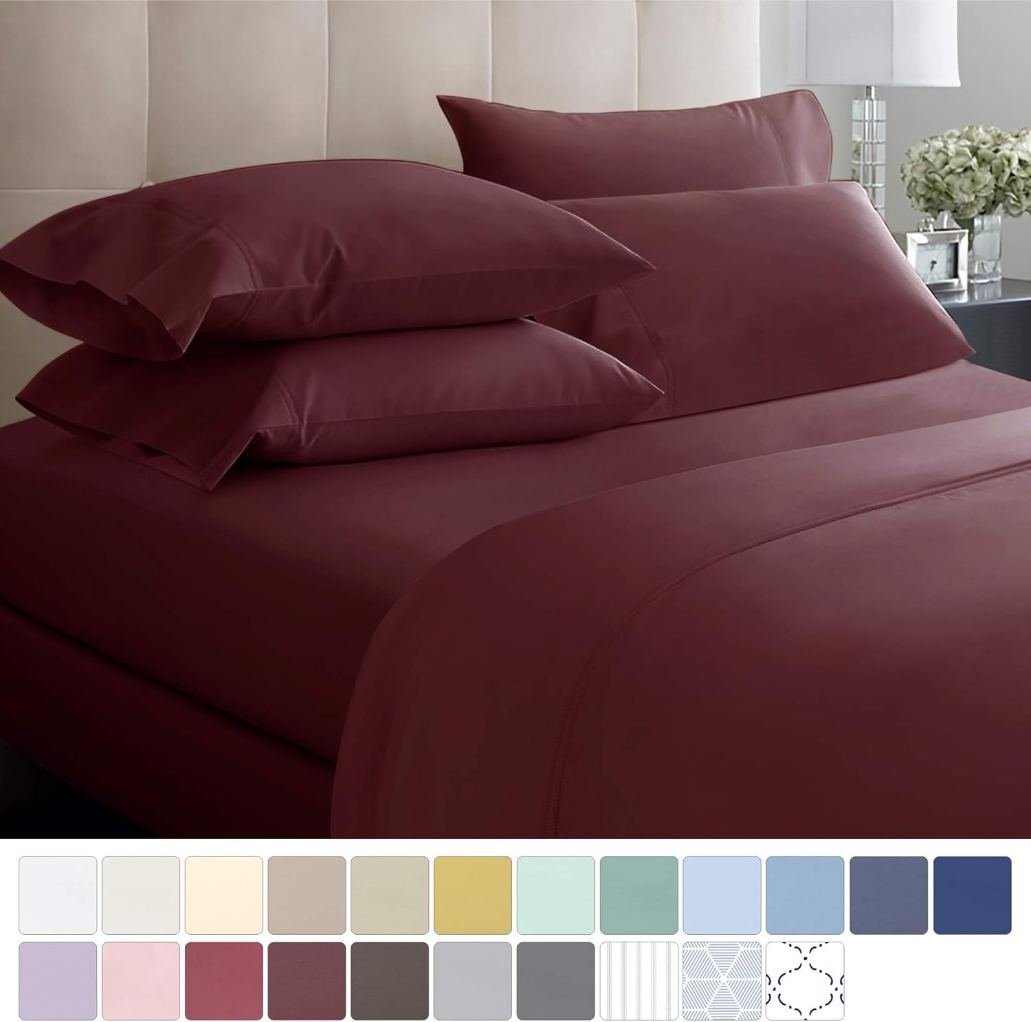 600-Thread-Count Best 100% Cotton Sheets & Pillowcases Set - 4 Pc Pure White Extra Long-staple Combed Cotton Bedding Queen Sheet For Bed, Fits Mattress 16'' Deep Pocket, Soft & Silky Sateen Weave: Home & Kitchen