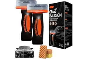 Q4 Glass Cleaner, Q4 Glass Guard, Glass Emulsion Cleaner, 100ml Roll-On Glasss Compound with Cleaning Board, Removes Oil Film