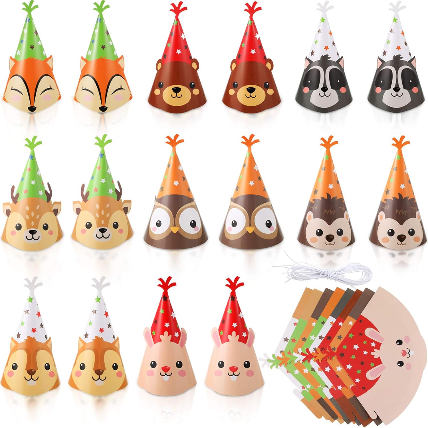 16 Pieces Animal Party Cone Hats Summer DIY Animal Paper Cone Hat Cartoon Birthday Hats Colorful Art Craft Caps for Kids Adults, Animal Party Decoration Game Supplies: Toys & Games