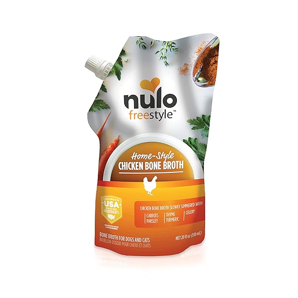 NULO FREESTYLE BONE BROTH, PREMIUM FOOD TOPPER FOR CATS AND DOGS, WITH COLLAGEN AND CHONDROITIN SULFATE TO HELP BOOST THE QUALITY OF YOUR PET’S COAT AND SKIN, 20 FL OZ POUCH