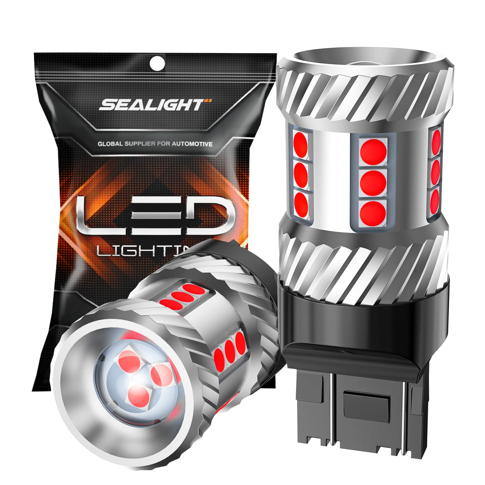 Photo 1 of SEALIGHT 7443 7440 LED Bulb Red Brake Lights, 7441 7444 T20 W21W LED Light Bulb with Projector for Blinker Tail Stop Light, Pack of 2