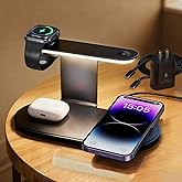 KeeKit Wireless Charger, 4 in 1 Wireless Charging Station with Dimmer Night Light, Fast Charging Dock for iPhone, iWatch, AirPods, Lamp Charging Station for Bedroom, Desk, Office