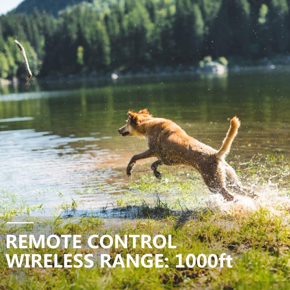 Dog Training e Collar, Shock/Vibrate/Beep Collar for Dog, IPX7 Waterproof Pet Trainer with Remote, Fast Training Effect Bark Collar for Big/Medium/Small Dog, 1000FT Max Remote Range, Long Battery Life