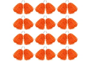 Hooshing 12/24/80PCS Pom Poms Cheerleading Sports Spirited Plastic Cheer Pompoms with Handles for Kids Adults Team Party Dance Cheering