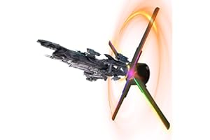 YSTEROKS 3D Hologram Fan, 60cm (24 In)HD LED Holographic Spinning Display , 4-Blade hologram projector Transparent Medium for Retail, Bars, ad and Events