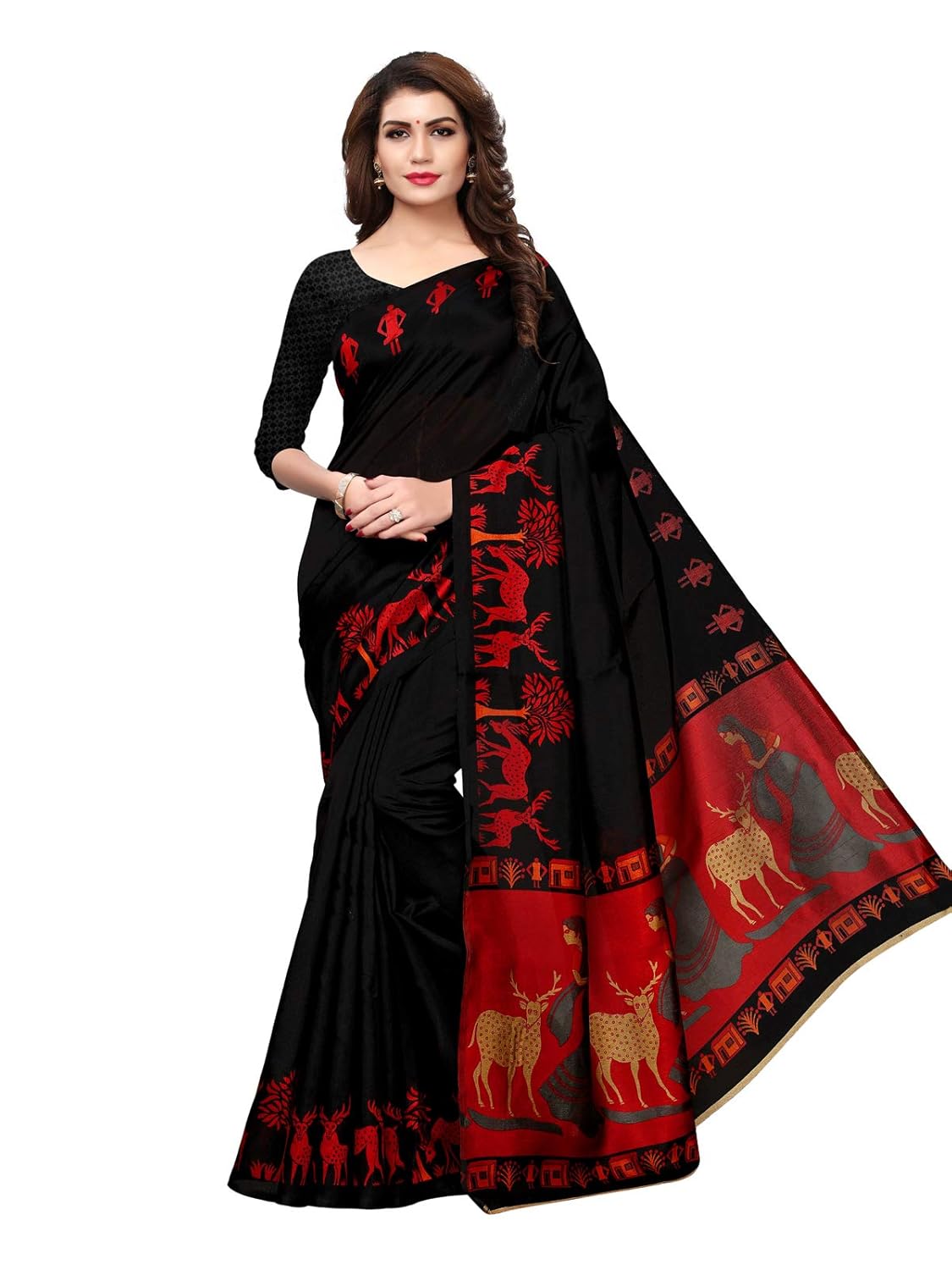 kanchnar women's poly silk printed saree