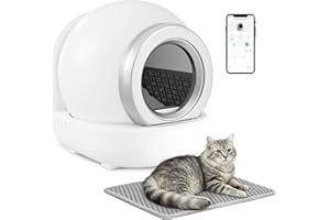 WARCAT Litter Robot – Automatic Self-Cleaning Litter Box with App Control, Ideal for Multiple Cats, Includes 2 Rolls of Garbage Bags & Mat Set (White)