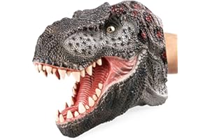 Gemini&Genius Dinosaur Toys Tyrannosaurus Rex Hand Puppets Large Soft Rubber T-Rex Head Hand Puppet Animal Toys for Role Play Storytelling Cake Topper for Kids