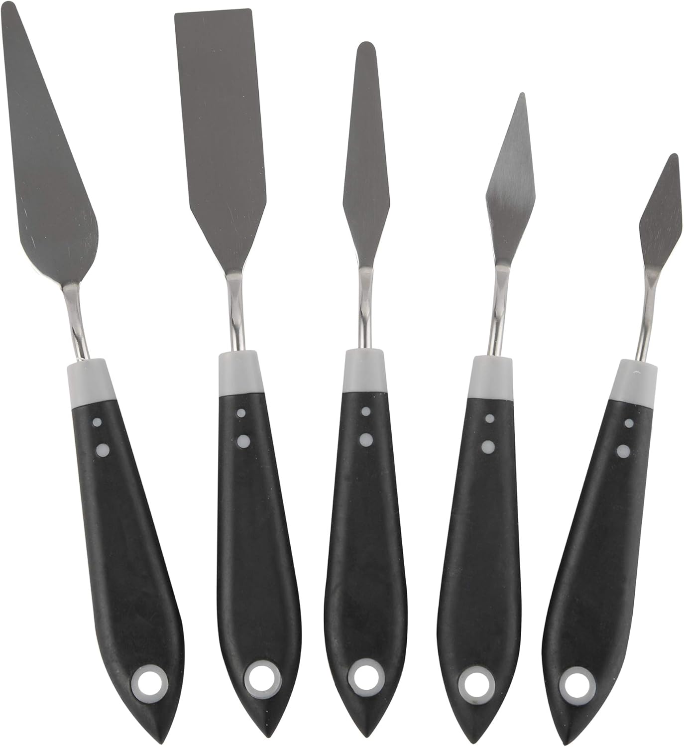CONDA Palette Knife with Comfort Grip Set, 5 pcs Rubber Handle