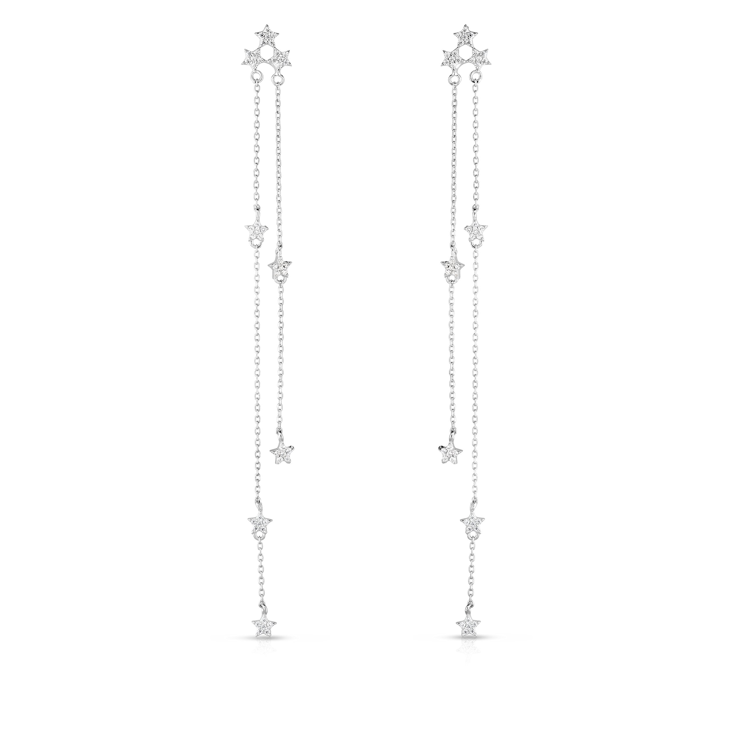 Spoil Cupid Rhodium Plated Sterling Silver Cubic Zirconia Chandelier Dangle Drop Earrings