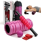JOYENERGY 5 in 1 Foam Roller Set, Trigger Point Foam Roller Patented, Massage Stick, Massage Ball, Resistance Band for Deep Muscle Massage Pilates Yoga, Fitness Exercise for Whole Body