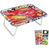 Disney Cars Lap Desk - Bundle 17" Rectangular Tray with Legs Plus Stickers, More | Lightning McQueen Laptop Tray for School, Travel Activities