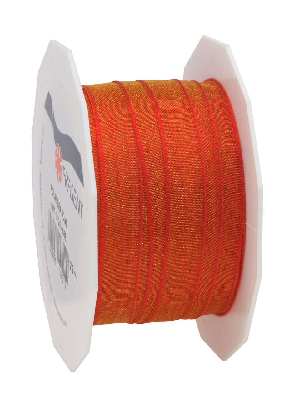 C.E. Pattberg Präsent - Four Seasons Organza wired edge Ribbon Blazing Red 10 mm width, 25 m length