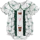Karwuiio Newborn Infant Baby Girl Romper Cute Print Short Sleeve Bubble Bodysuit Little Girls Cute Summer Clothes