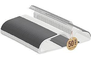 Jiang&Rong 50 Pack Plastic Clothes Hangers with Non-Slip Pads & 360° Swivel Hooks, Heavy Duty Dry Wet Hangers, 0.2 Inches Sli