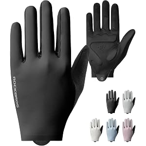 ROCKBROS Cycling Gloves for Men Women SBR Padded Shock Absorbing Breathable | Anti-Slip,Touchscreen,Brushed Microfiber Palm,E