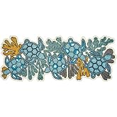 Beaded Table Runner 13x36 Inch, Handmade Teal Blue Ivory Turtle Floral | Floral embroidered turtle centerpiece for weddings, family gatherings, dining tables, coffee tables and everyday home decor