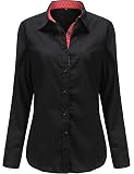 Western Shirts For Women Esabel.C Women's Cotton Long Sleeve Button Down Shirt - Regular Fit Stretch Blouse With Contrast Design Breathable Sports Visor