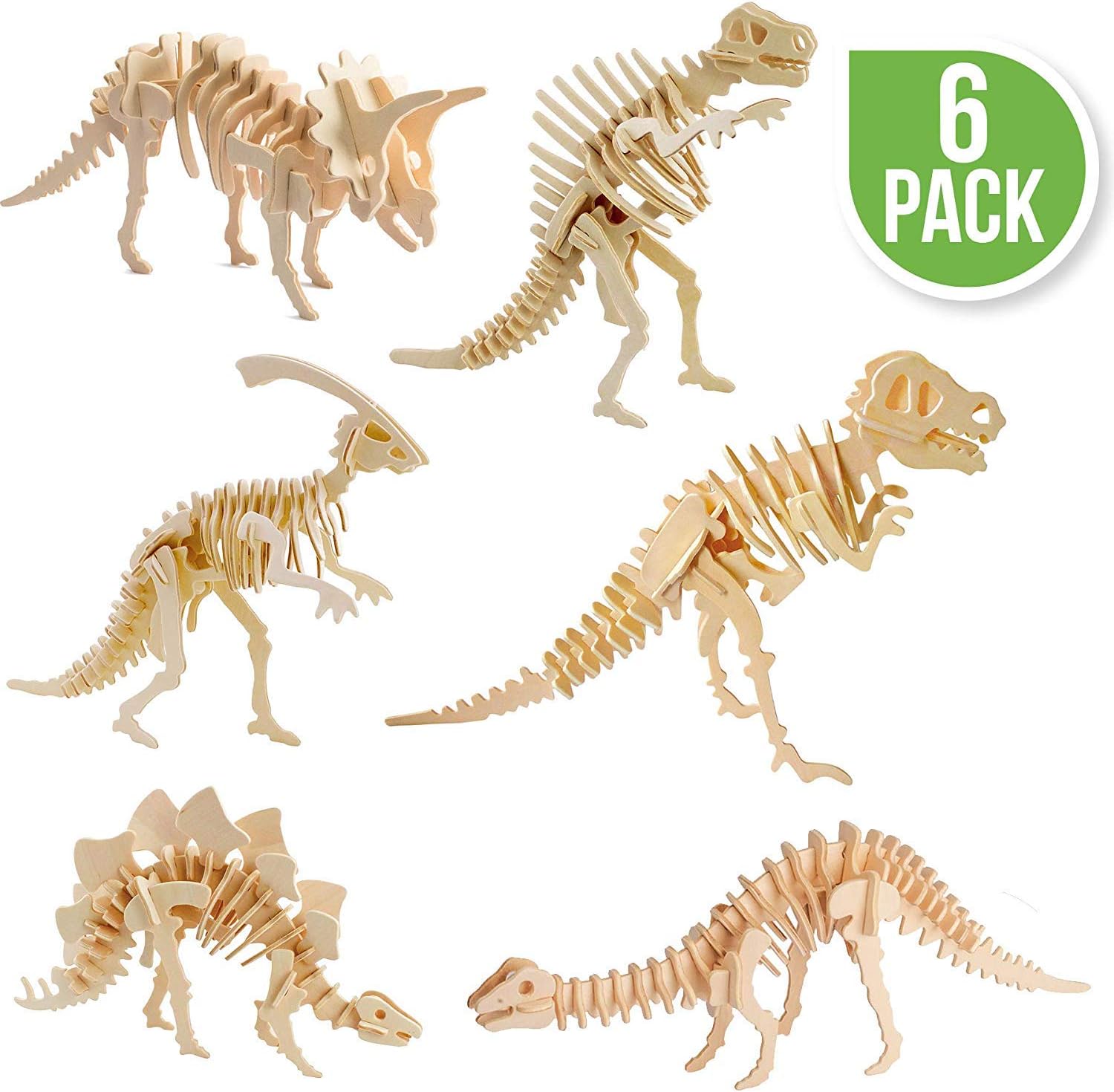 Dinosaur Puzzles 3D Wooden Building Blocks Toys Manual DIY Stereo Model Diagram Creative Assembled Educational Toy for Adults and Kids