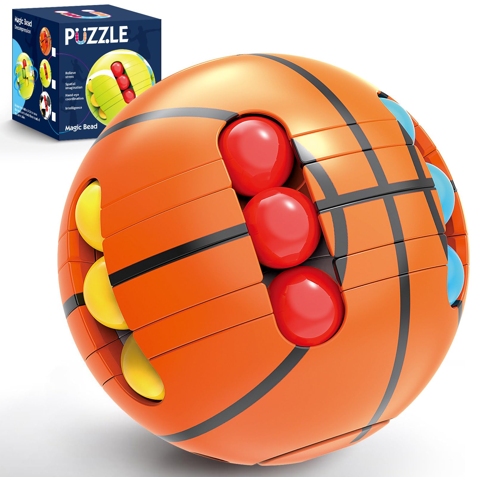 Zonopy Puzzle Sport Ball Toys - 3D Brain Teasers and Puzzle Games for Kids and Adults, Travel Games for Ages 3+, Intelligence 2.5" Small Magic Bead, Hand Sport, Adult Relieve Stress, Gifts for Boys