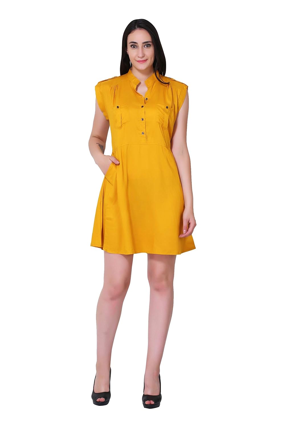 yellow color one piece dress
