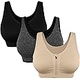 Women's Zip Front Sports Bra Wireless Post-Surgery Bra Active Yoga Sports Bras