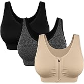 Women's Zip Front Sports Bra Wireless Post-Surgery Bra Active Yoga Sports Bras