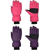 Geyoga 2 Pairs Kids Ski Gloves Waterproof Winter Mittens Warm Gloves Snow Mittens for Children