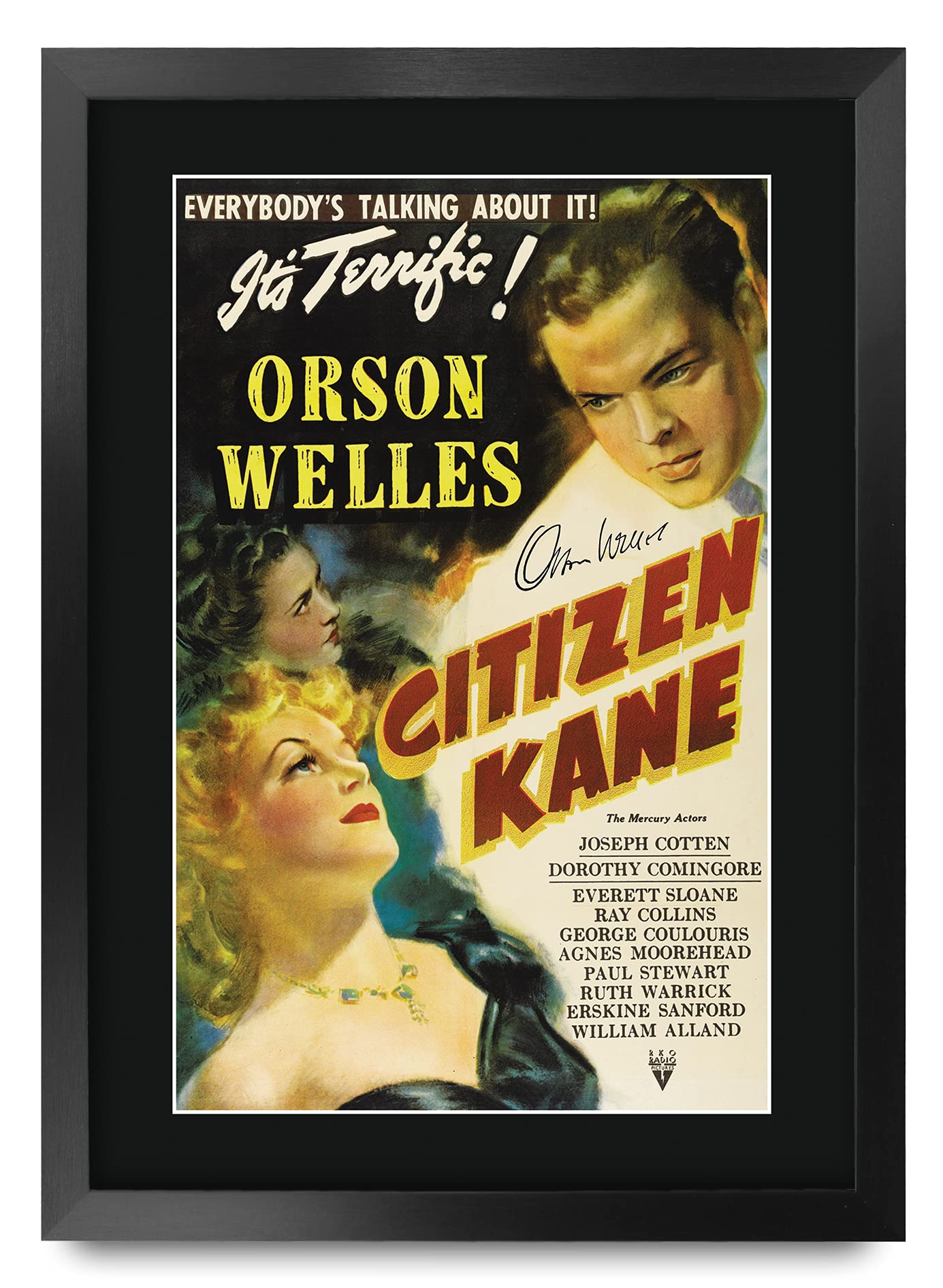 HWC Trading FR A3 Citizen Kane Orson Welles Gifts Printed Poster Signed Autograph Picture for Movie Memorabilia Fans - A3 Framed