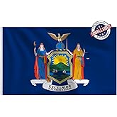 Bradford New York State Flag 3x5 feet Outdoor, 3 Ply Polyester Double Sided New York Flags Heavy Duty, NY State Flags with 2 Brass Grommets for Outsides House Long Lasting