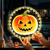 3 Pack Rechargeable Indoor Halloween Window Lights,4/6/12H Timer Function | Long Runtime,USB Charging,Pumpkins,Ghosts,Bats Finely Printed,Halloween Decorations for Indoor Bedroom/Fireplace/Living room