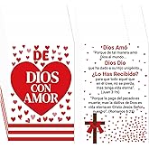 Fankya 240pcs Spanish Christian Valentines Cards Gospel Tracts Religious St. Valentine Romans Road Salvation Tracts Jesus Loves You Bible Cards for Evangelism Easter (De Dios Con Amor)