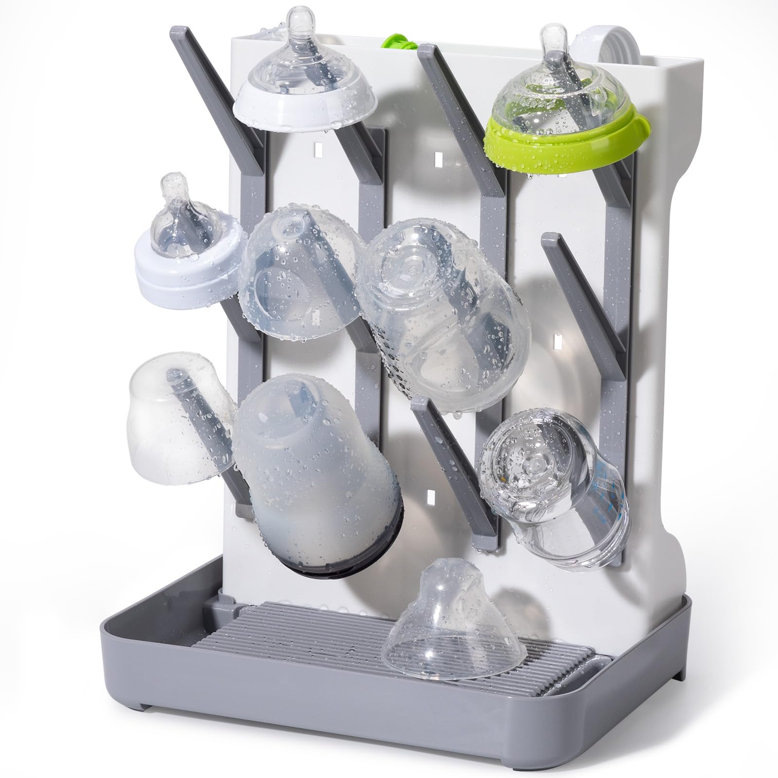 Photo 1 of Dersyer Space Saving Vertical Bottle Drying Rack, Large Countertop Baby Bottle Drying Rack Holder for Baby Bottles and Pump Parts, Gray