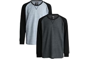 Quad Seven Boys Long Sleeve Shirts - 2 Pack Thermal Waffle Knit Crew Neck Youth Kids Boys Thermal Shirts (Sizes: 8-18)