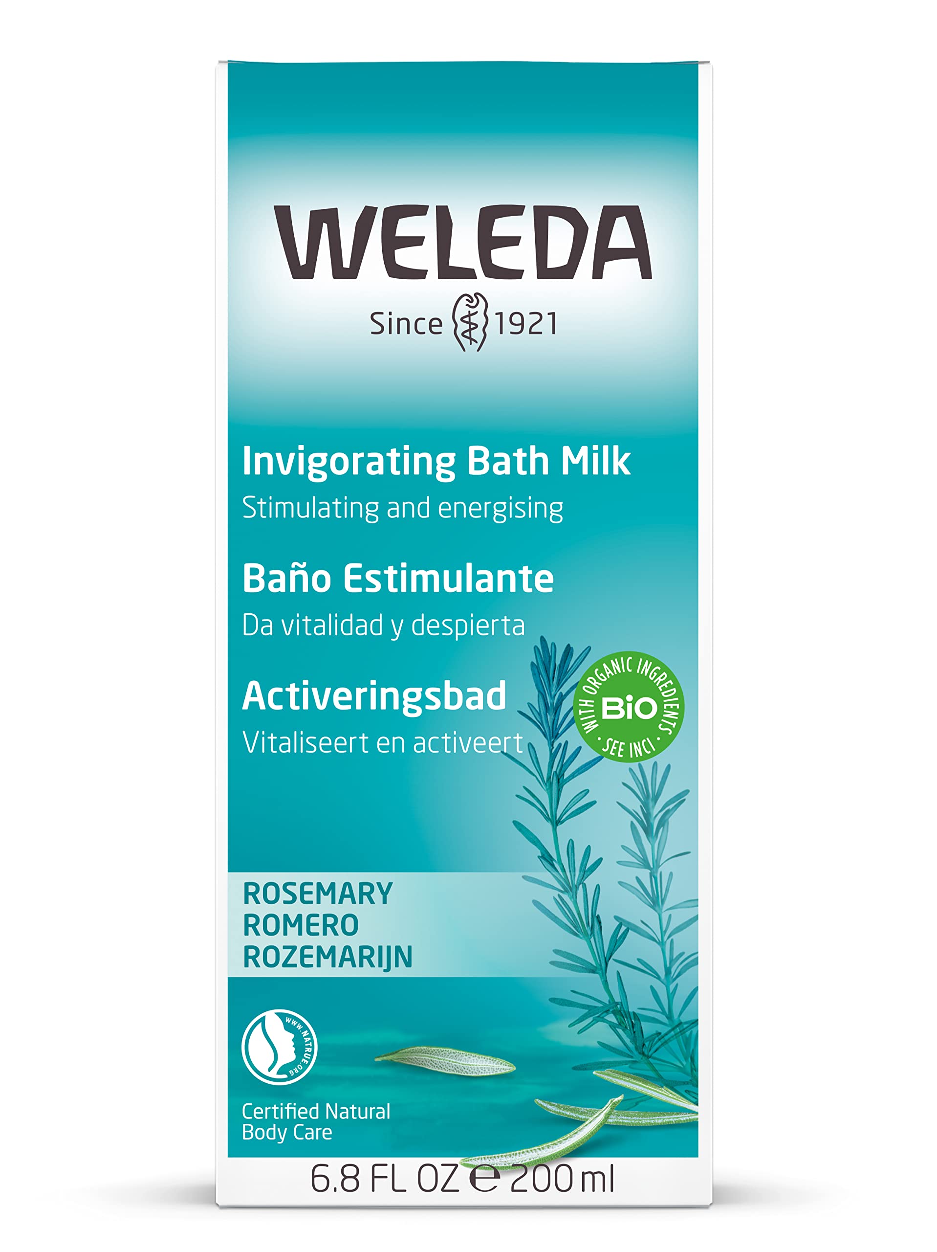 Weleda Bath Milk with Invigorating Rosemary, Bath Soak, Dermatologically Tested, 100% Certified Natural, Vegan, 200ml
