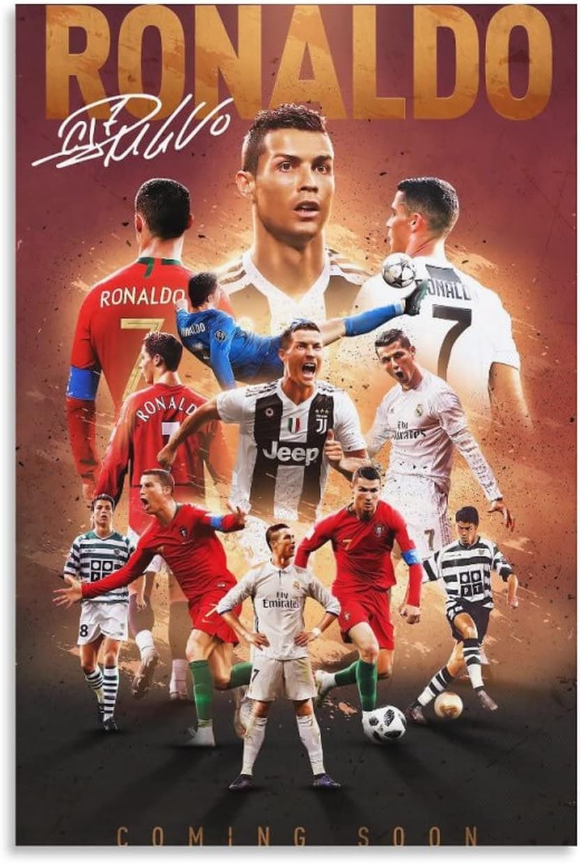 Wall Décor - Cristiano Ronaldo Poster 2 Wall Art Canvas Print Poster Home Bathroom Bedroom Office Living Room Decor Canvas Poster Unframe: 16x24inch(40x60cm)