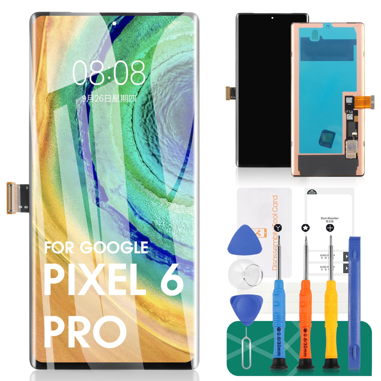 Photo 1 of for Google Pixel 6 Pro Touch Screen Replacement for Google Pixel 6 Pro 5G LCD Display for Google Pixel 6 Pro Digitizer Replacement GLUOG G8VOU (Without Frame)