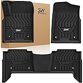 3W Floor Mats Fit for Nissan Armada 2017 2018 / Infiniti QX80 2014-2018 / Infiniti QX56 2011-2013, All Weather TPE Custom Fit Car Accessories 1st and 2nd Row Full Set Car Mats, Black