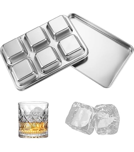 Bac à Glaçons Inox Avec Levier - 6 Grands Compartiments - Congélation Rapide, Démoulage Facile - Pour Cocktails, Maison, Bar