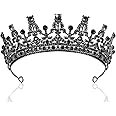 TOBATOBA Black Gothic Crown for Women - Queen Crown Wedding Tiara Halloween Accessories for Prom Cosplay Party