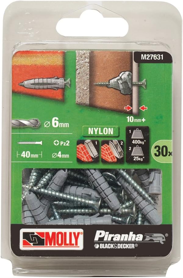 Molly 2NYL Multi Fixing, 6 x 30 mm - Pack of 30, Orange