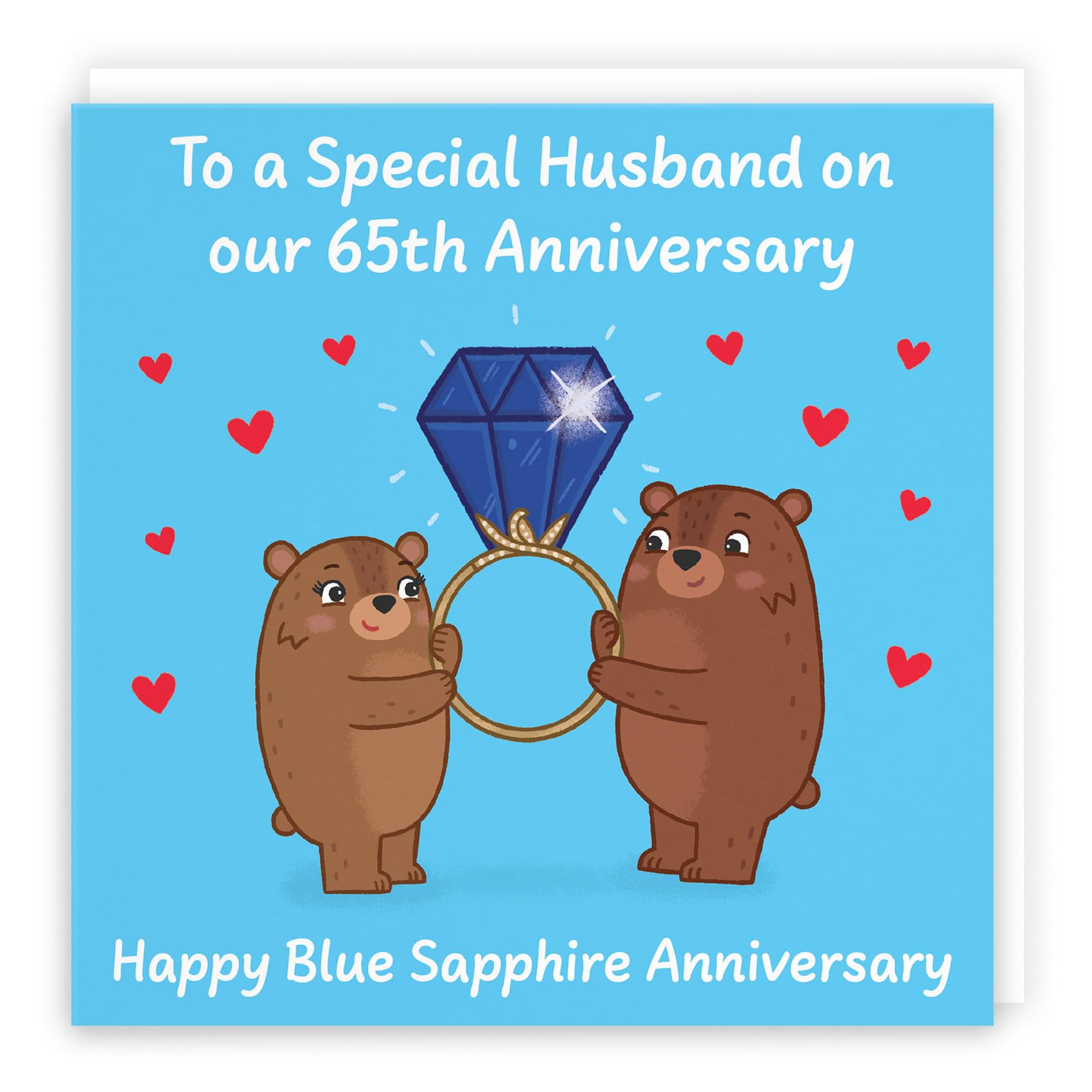 Hunts England - Husband 65th Anniversary Card - Blue Sapphire Anniversary - 65 Years - Cute Fun Bears Card - Love Story Collection