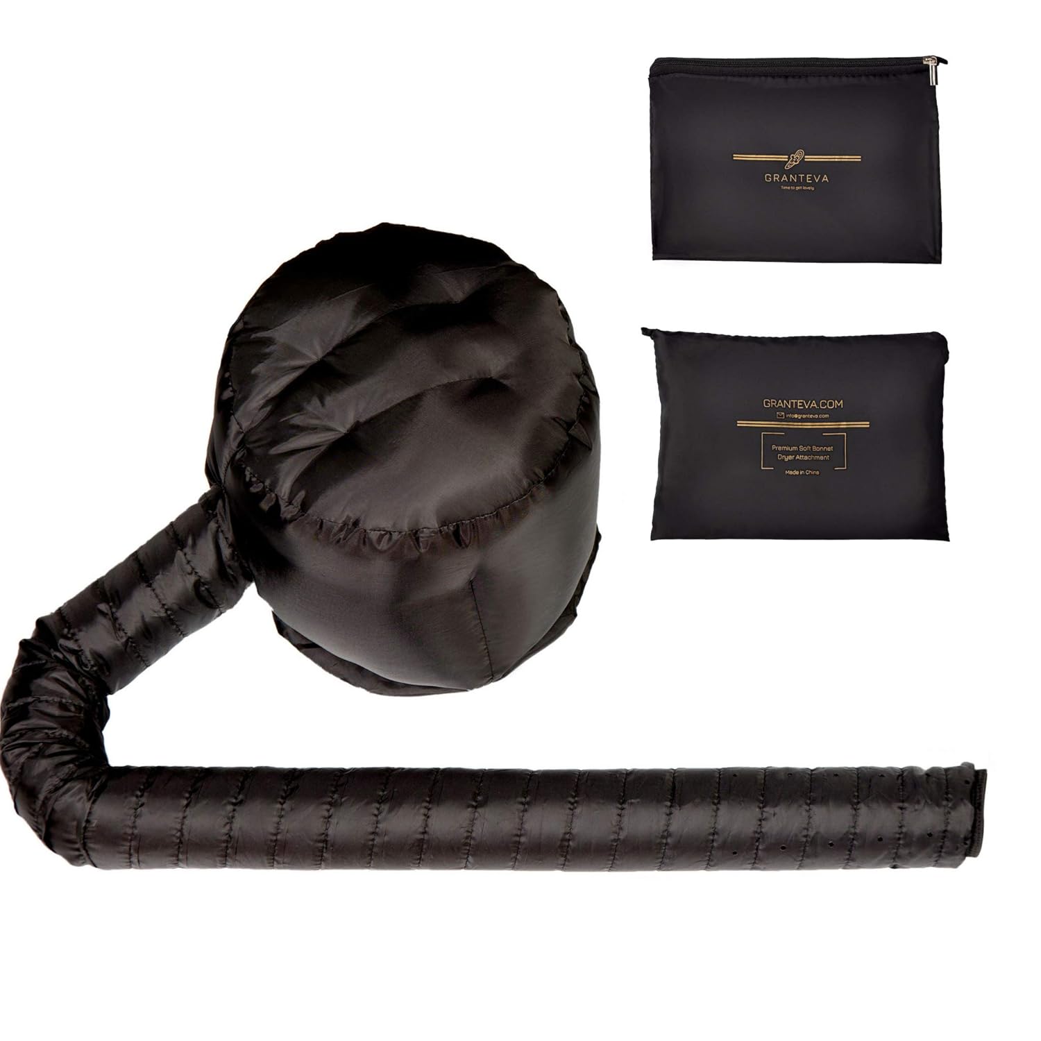 Bonnet Hood Hair Dryer Attachment by Granteva - Relax, Speeds Up Drying Time at Home, Easy to Use for Styling, Curling and Deep Conditioning - Soft, Adjustable, Fits to All Small or Big Heads, Rollers: Beauty