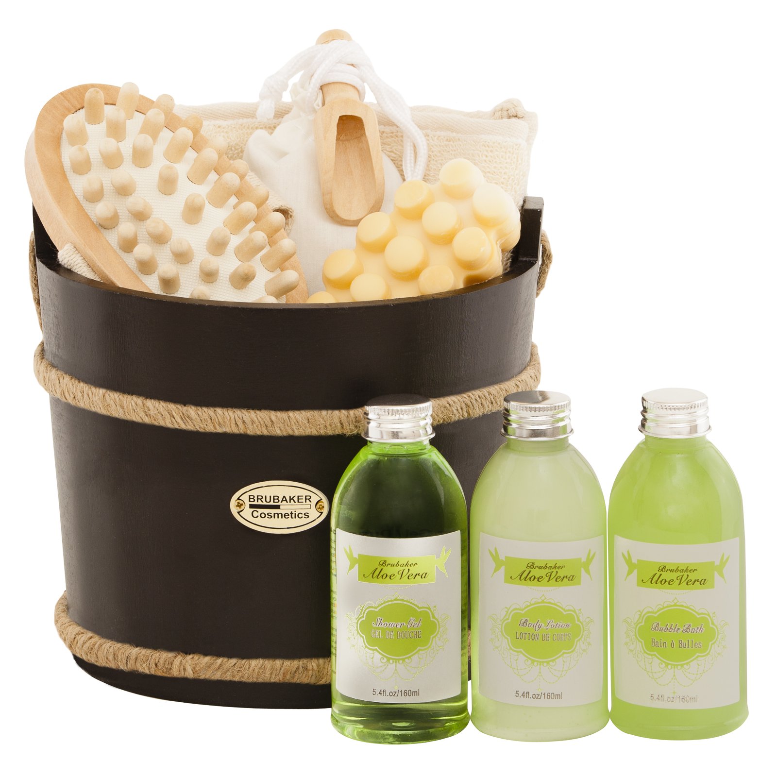 Brubaker 9 Pcs Wooden Spa Bath Gift Basket Aloe Vera | Desertcart Brunei