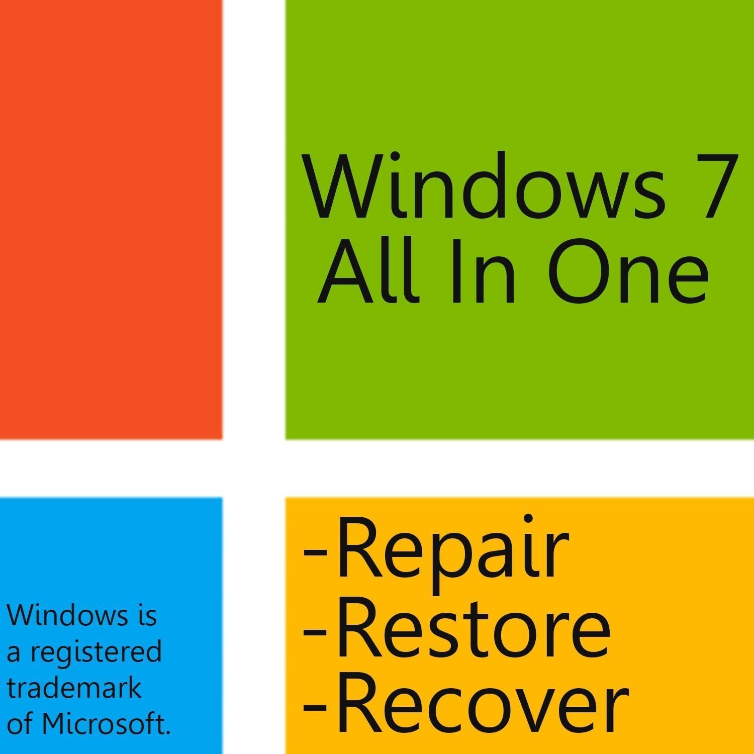 Windows 7 AIO Boot Disc - 32bit/64bit for Home Basic, Home Premium, Professional, or Ultimate - Windows 7