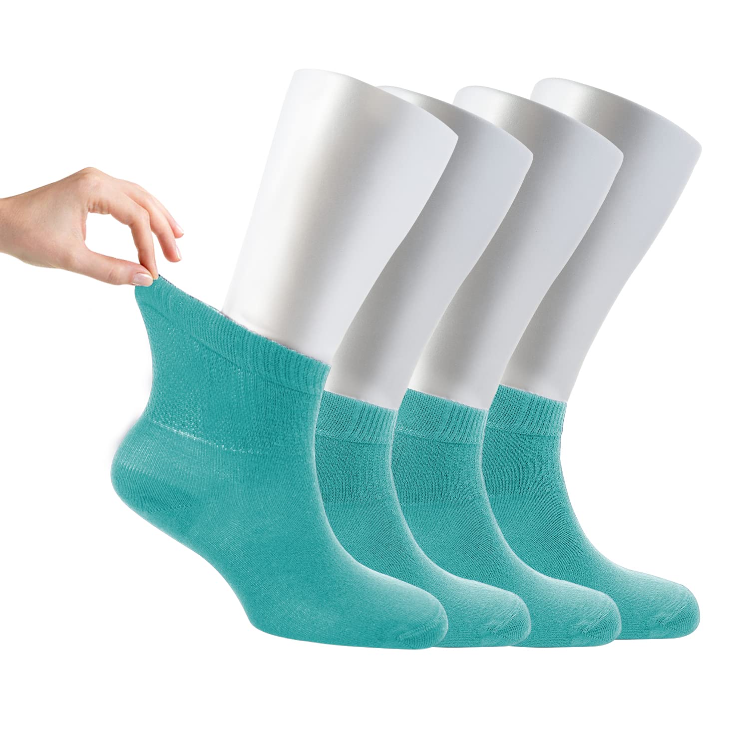 Cosyfeel® Women Loose Diabetic Socks | 4-Pack Neuropathy Ankle Socks for Ladies | Super Soft Eco-Friendly Bamboo Material | Durable with Seamless Toe | Multicolour Patterns | 4 Seasons