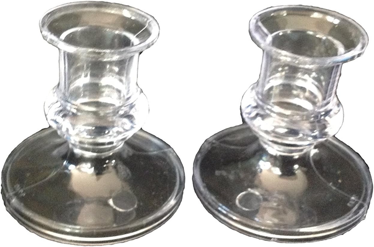 NST 12 Clear Plastic Acrylic Candle Holders for Taper Candles Round Bottom